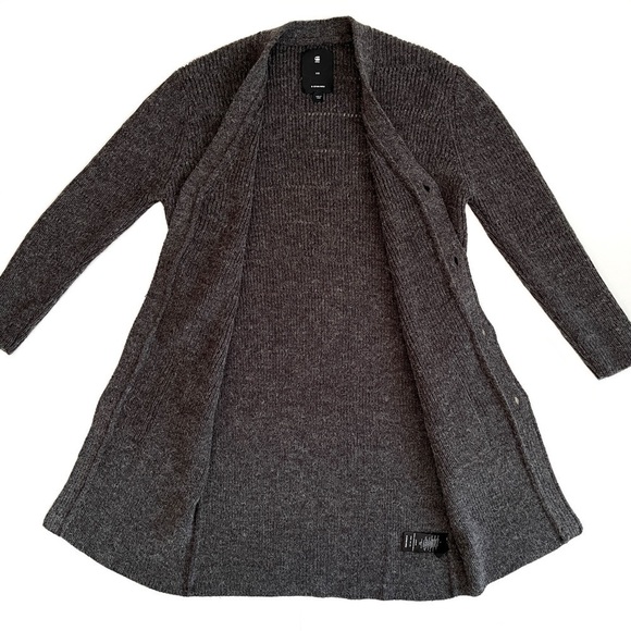 G-star Raw Wool Alpaca Oversized Longline Button Down Knit Cardigan Sweater - Picture 11 of 13